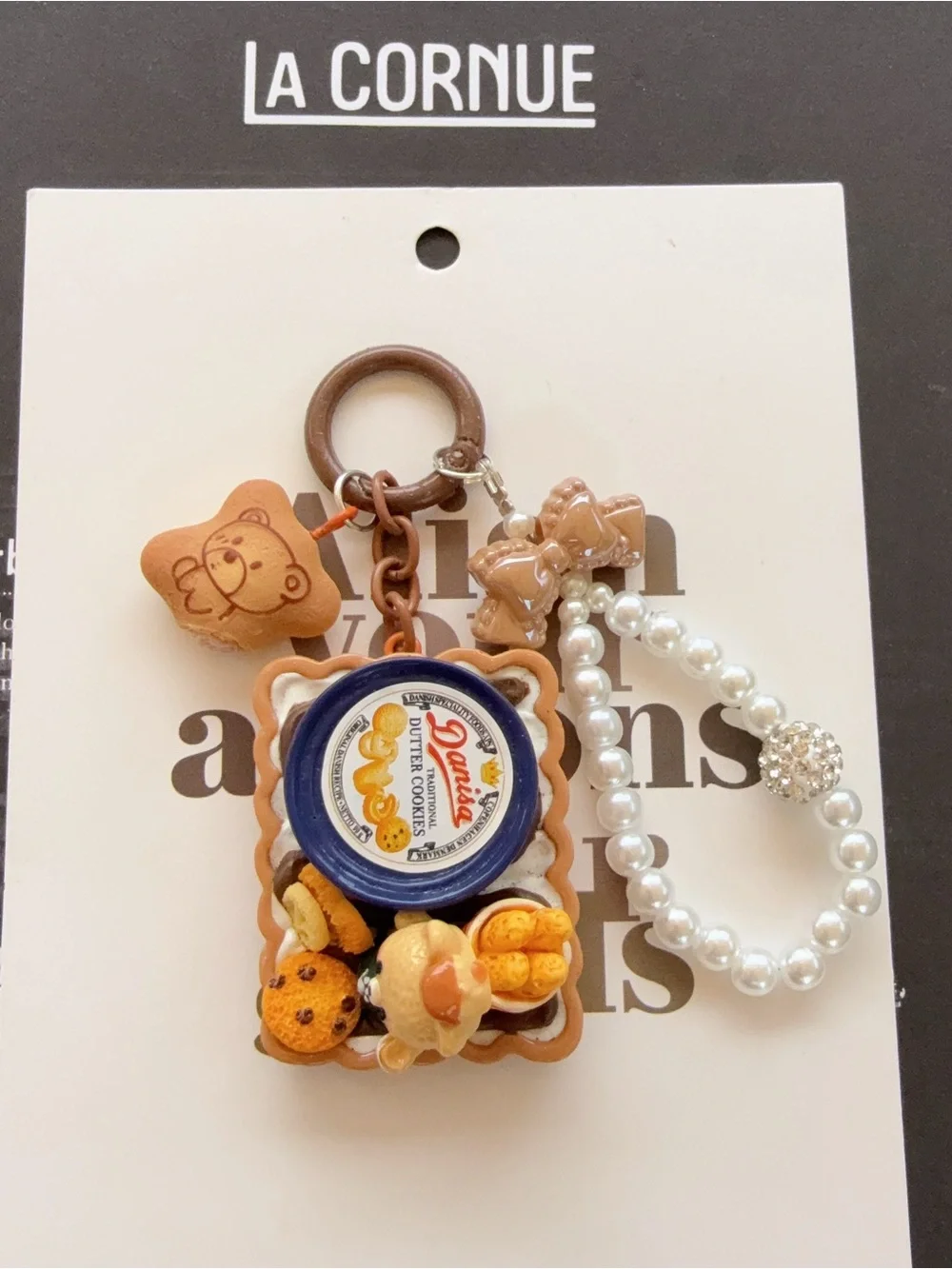 Kawaii Cookie Jar phone charm with Pearl Charm - Picture 2 of 3